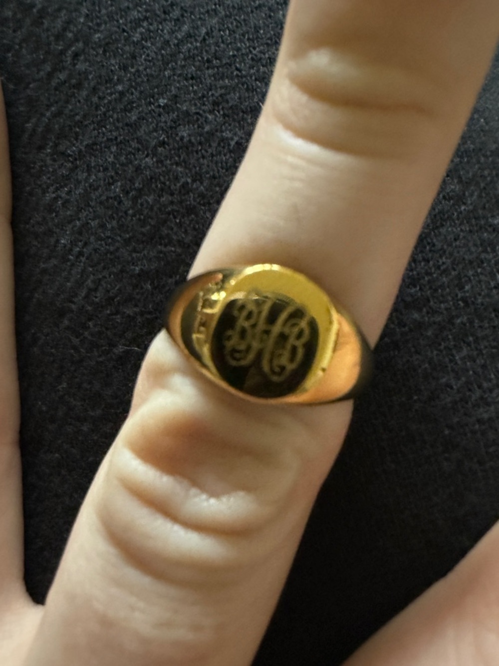 Stella & Dot Gold played Monogram Signet Ring BHB